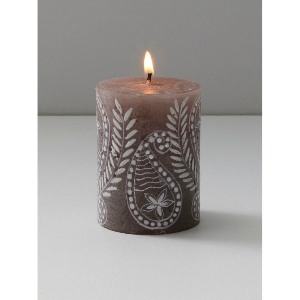 Henna Painted Short Pillar Candle